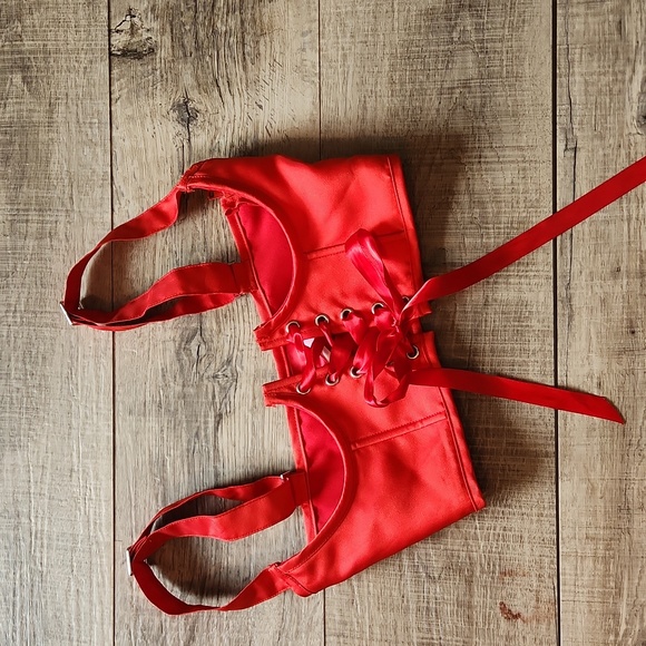 Sugar Thrillz Other - Sugar Thrillz Dolls Kill Red Under Breast Cupless Corset Top